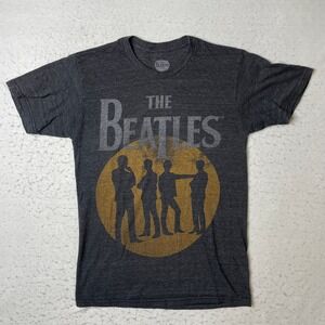 The Beatles Graphic T-Shirt Mens Small Charcoal Gray Band Tee Short‎ Sleeve